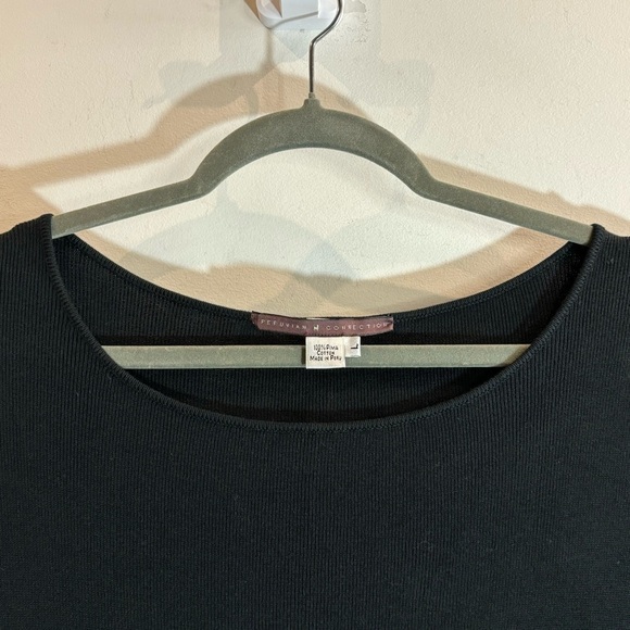 PERUVIAN CONNECTION Sz L 100% Pima Cotton Scoop Neck Long Sleeve Midi Dress - Picture 8 of 9